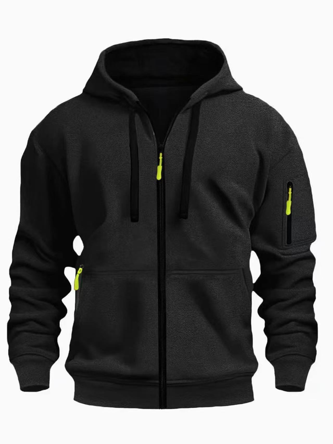 Men’s Zipper Hooded Polyester Sports Casual Sweatshirt Coat