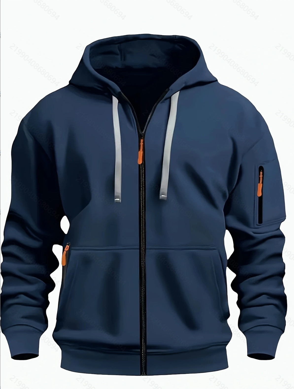 Men’s Zipper Hooded Polyester Sports Casual Sweatshirt Coat