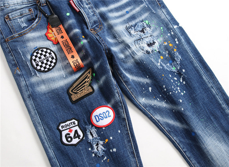 High-End Men’s Hipster Beggar Jeans – Indigo Denim (28–38)